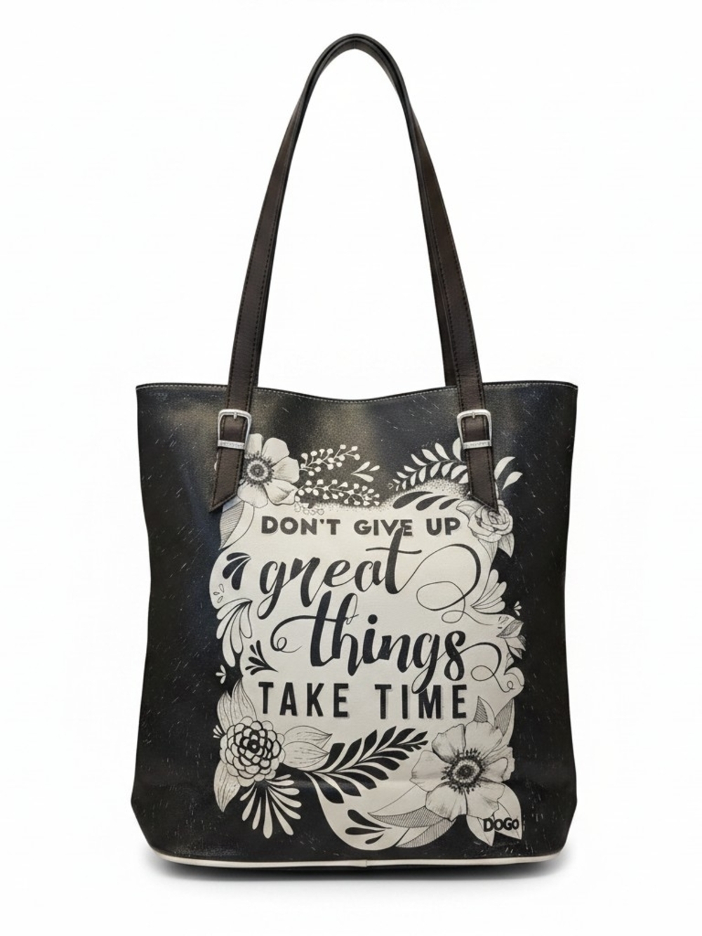 DOGO “Don’t Give Up Great Things Take Time” Tote Bag NWT